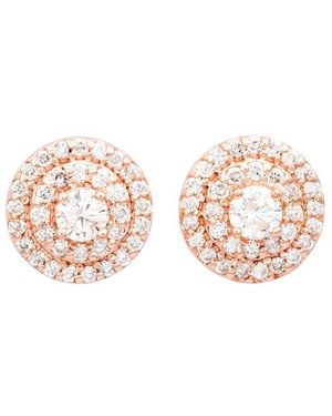 Suzy Levian 14k Rose Gold 0.60 Ct. Tw. Diamond Double Halo Earrings - Pink
