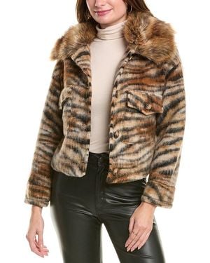 La Fiorentina Animal Print Wool Jacket - Brown