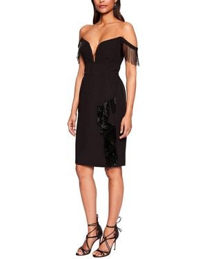 Marchesa Off Shoulder Mini Cocktail Dress - Black