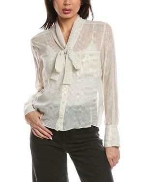 FRAME Polka Dot Modern Tie Blouse - White