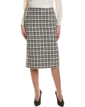 St. John Plaid Wool-Blend Pencil Skirt - Black