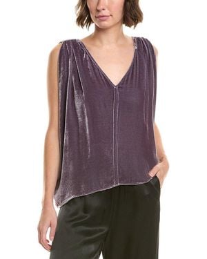 Velvet By Graham & Spencer Adelle Velvet Silk-blend Top - Purple