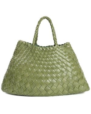 Tiffany & Fred Paris Hand-Woven Leather Tote - Green