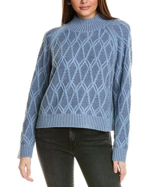 Collaboration Aspen Plaited Cable Mock Neck Cashmere Jumper - Blue