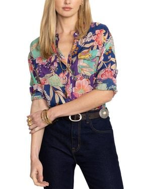 Johnny Was Petite Leya Button Up Shirt - Blue