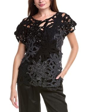 Brunello Cucinelli Sequin Linen & Silk-Blend Open Jumper - Black