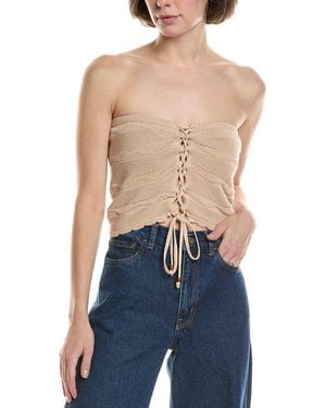 Vintage Havana Knitted Lace-Up Tube Top - Blue