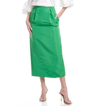 Carolina Herrera Silk Midi Pencil Skirt - Green