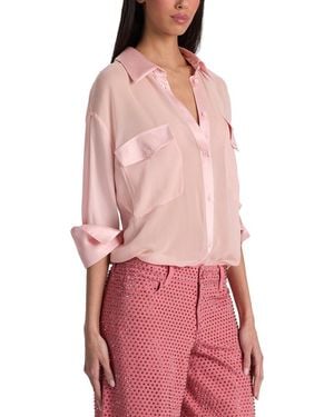 Alice + Olivia Finely Oversized Utility Shirt - Red