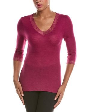 Hanro Woolen Lace Wool & Silk-Blend Top - Red
