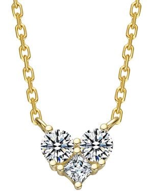 Genevive Jewelry 14K Plated Cz 3-Stone Necklace - Metallic