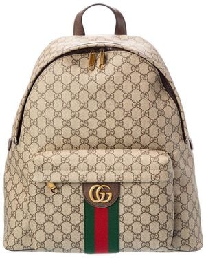 Gucci Ophidia Medium GG Supreme Canvas & Leather Backpack - Brown