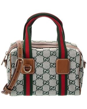 Gucci Mini Gg Canvas & Leather Handbag - Black