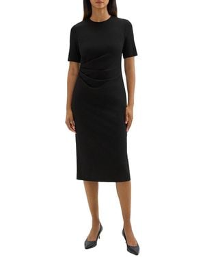 Theory Pleated Dress Light Weight Poplin - Black