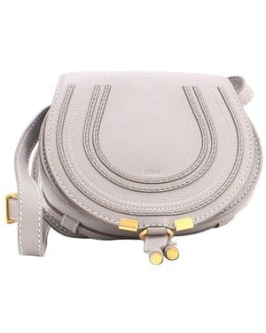 Chloé Leather Marcie Crossbody Small (Authentic Pre-Loved) - Grey