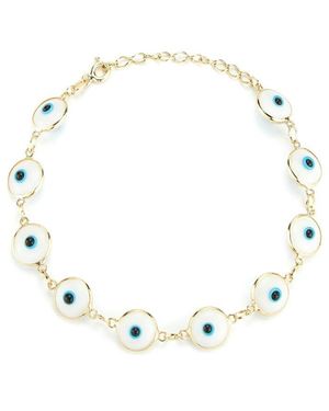 Sphera Milano 14k Over Silver Cz Evil Eye Bracelet - Natural