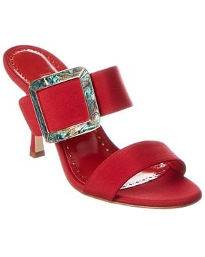 Manolo Blahnik Gable 90 Silk Sandal - Red