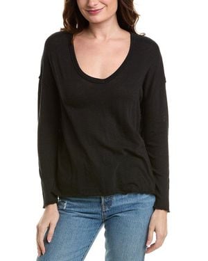 Project Social T Mae Textured V-Neck Top - Black