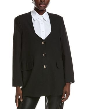 Ganni Drapey Melange Oversized Blazer - Black