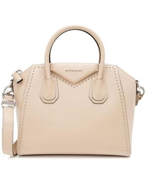 Givenchy Brown Calfskin Studded Antigona Small Satchel (authentic Pre-loved) - Natural