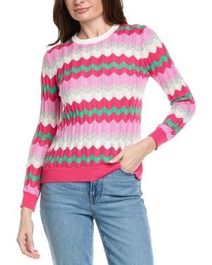 Hannah Rose Zig Zag Pattern Cashmere-Blend Jumper - Red