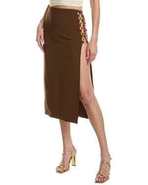 Michael Kors Barathea Wool-Blend Ring Skirt - Brown