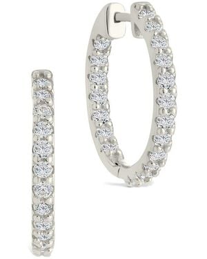 Sterling Forever Silver Cz Constance Studded Statement Hoop Earrings - White