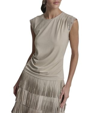 DKNY Stud Sleeve Top - Grey