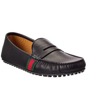 Gucci Web Leather Driver - Brown
