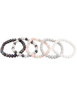 Splendid 9-10mm Pearl Bracelet Set - Metallic