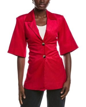 Ganni Light Shiny Corduroy Blazer - Red