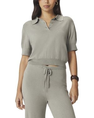 Splendid Christa Polo Sweater - Gray