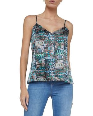 L'Agence Jane Spaghetti Strap Silk Top - Blue