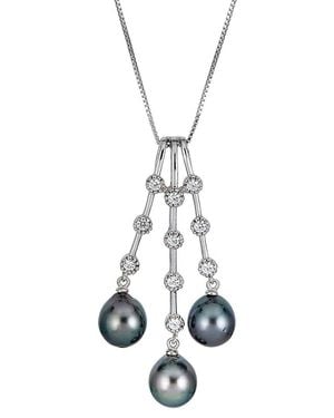 Belpearl Silver 8-9mm Pearl Cz Pendant Necklace - White