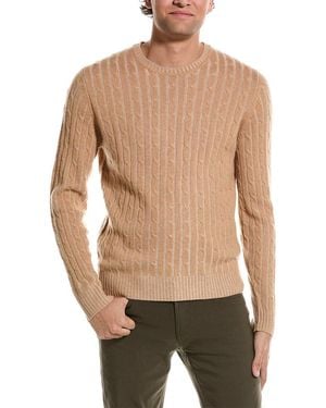 Amicale Cashmere Plaited Cable Cashmere Crewneck Jumper - Natural