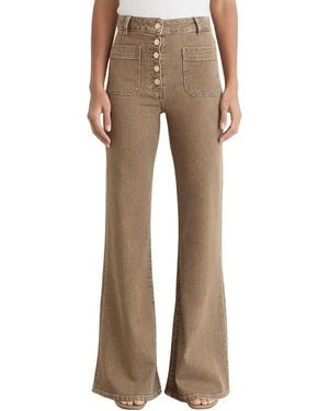 Reiss Cali Twin Pocket Button Flared Jean - Natural