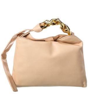 Tiffany & Fred Paris Soft Leather Golden Buckle Leather Hobo Bag - Natural