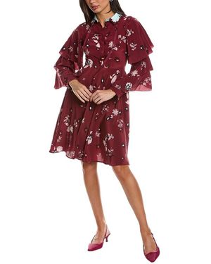Valentino Floral Silk Mini Dress - Red