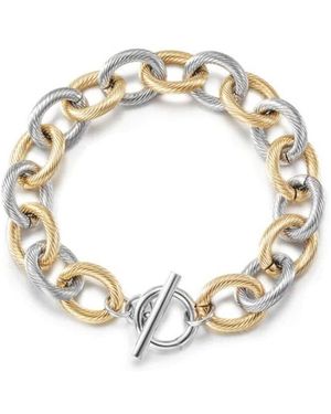 Jane Basch Cool Steel Plated Twisted Cable Bracelet - Metallic