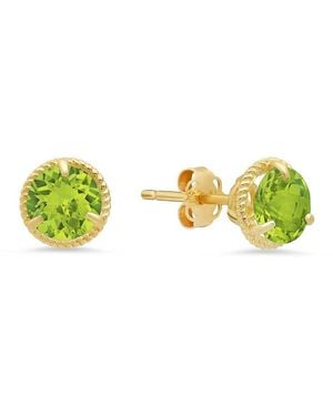 MaxColor 14k 1.50 Ct. Tw. Peridot Halo Studs - Yellow