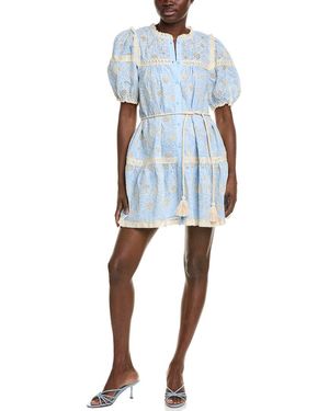 Stellah Embroidered Mini Dress - Blue