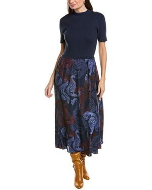 Ellen Tracy Twofer Printed Midi Dress - Blue