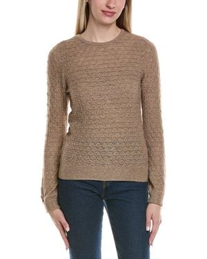 Sofiacashmere Pointelle Crewneck Wool & Cashmere-Blend Jumper - Brown