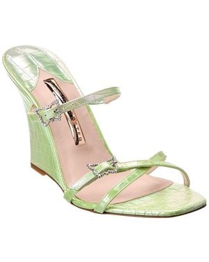 Sophia Webster Venus Leather Wedge Sandal - Metallic