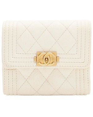 CHANEL Caviar Boy Compact Wallet (authentic Pre-loved) - Natural