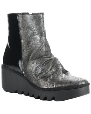 Fly London Baan Leather & Patent Boot - Black
