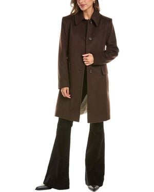 Fleurette Club Collar Wool Coat - Brown