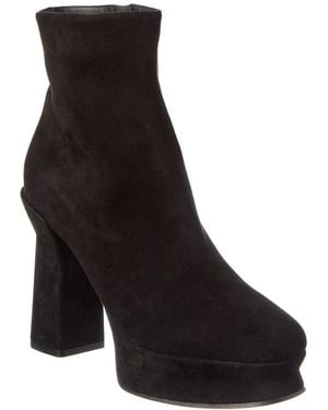 Ferragamo Standard Suede Platform Bootie - Black