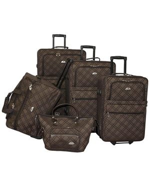 American Flyer Pemberly Buckles 5pc Luggage Set - Brown