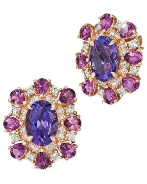 Le Vian Grape Amethyst 14K Rose 6.32 Ct. Tw. Diamond & Amethyst Cocktail Earrings - White
